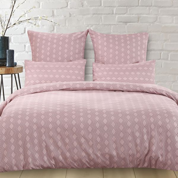 Zig Zag Pink Queen Duvet Set