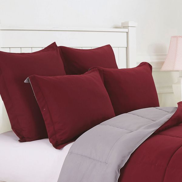 Maroon & Grey Pillowcases 2pc