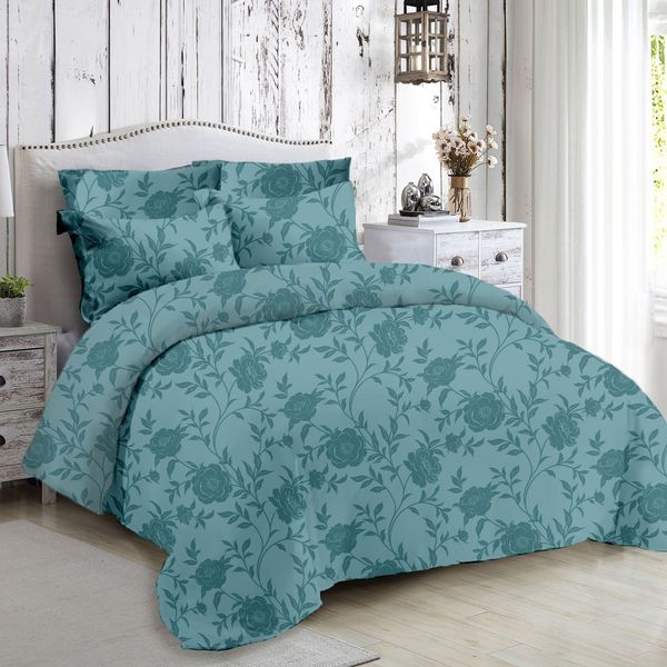 Roselle Teal King Duvet Set