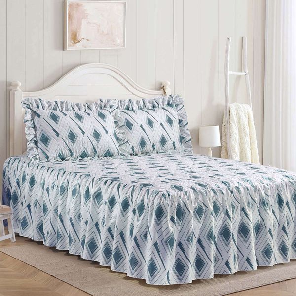 Vera Blue Queen Bedspread Set
