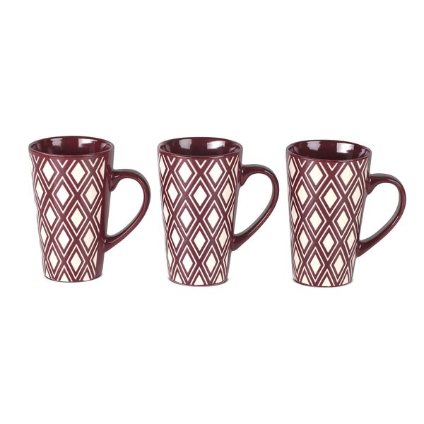 Ziva Cranberry Mugs 3pc