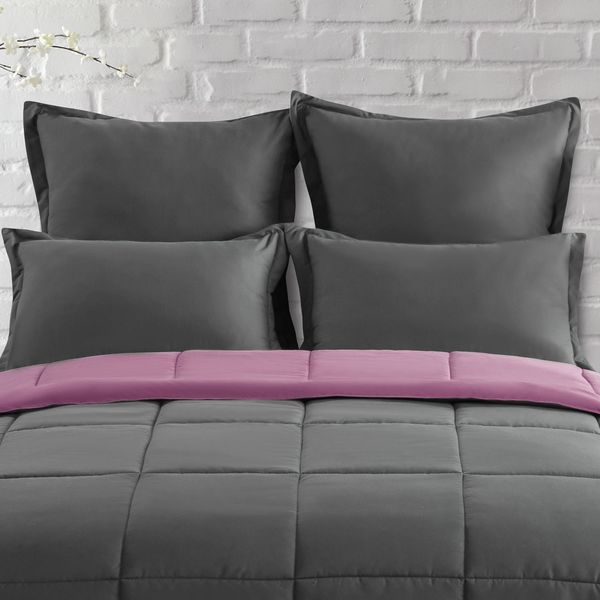 Purple & Dark Grey Continental Pillowcases 2pc