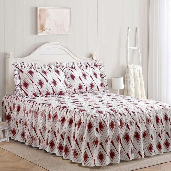 Vera Maroon Queen Bedspread Set