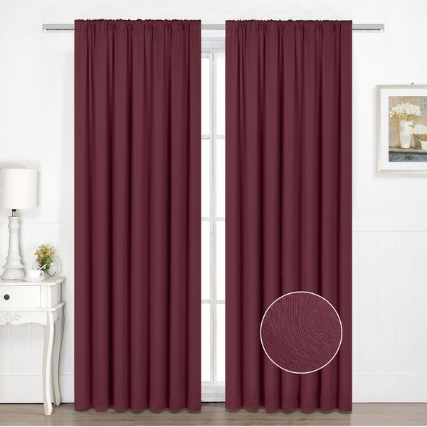 Embossed Damask Wine Blockout Taped curtain