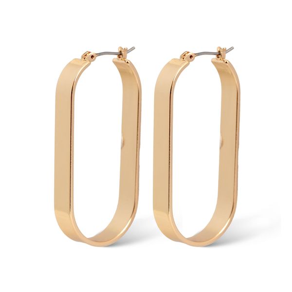 Earrings Rounded Edge Abstract Hoops Gold