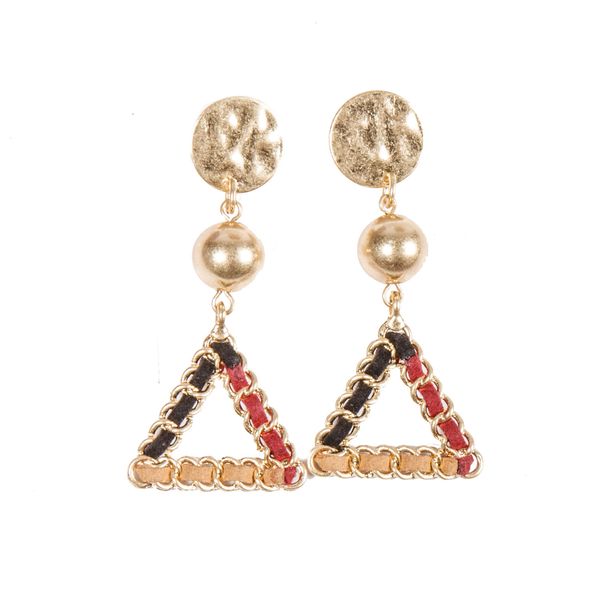 Earrings Triangular Drop Black/Khakhi/Burgundy