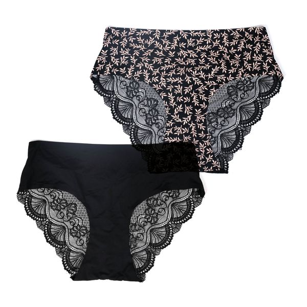 Hipster Panties Lace Black & Print M
