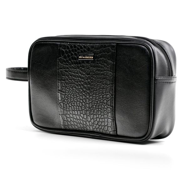 Mens Toiletry Bag Kelvin Croc and Plain Black