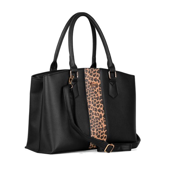 Handbag Destiny Animal Print Satchel Black/ Leopard