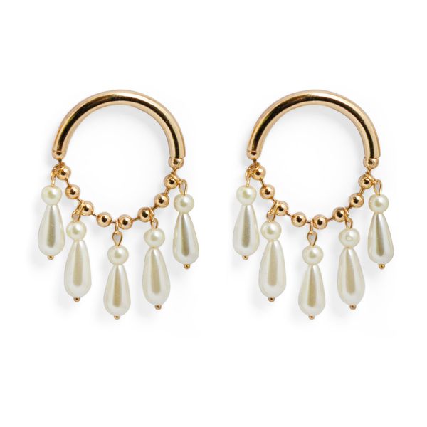 Earrings Pearl Chandelier Gold
