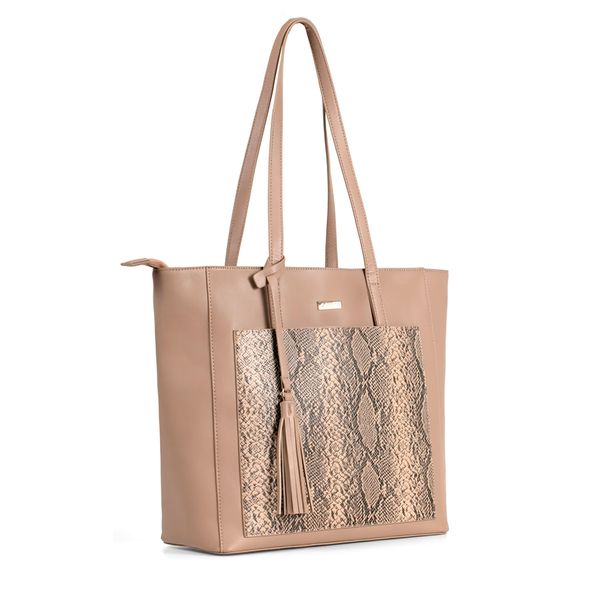 Handbag Sylvia Snake Print Tote Taupe