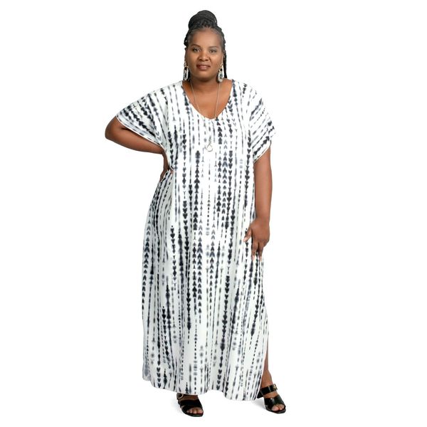 Kimono Abstract Print Dress White