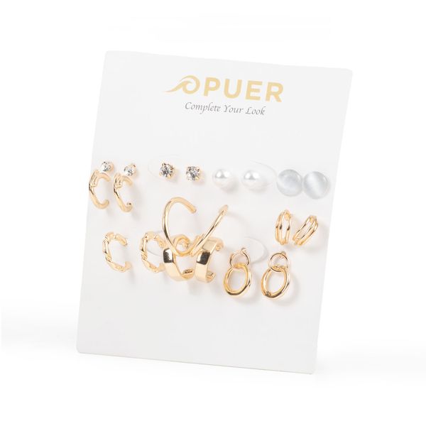 Earrings Mixed Hoop and Stud Multi Pack Gold