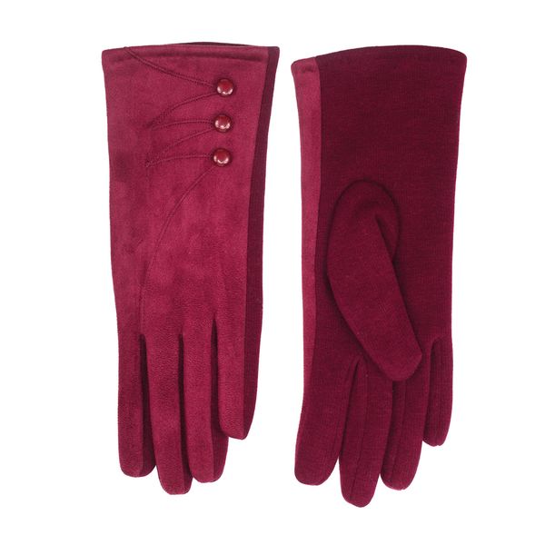 Gloves button Trim Burgundy