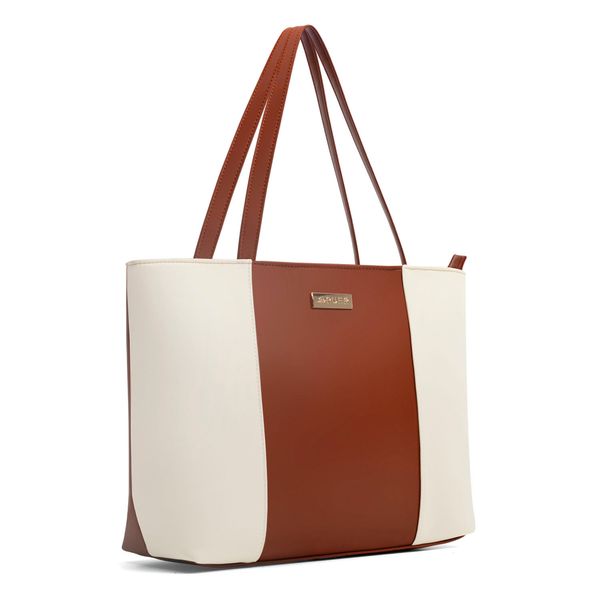 Handbag Helen 2 Tone Tote Cream Tan