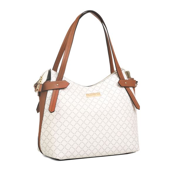 Handbag Puer Logo Shoulder Bag Cream & Tan