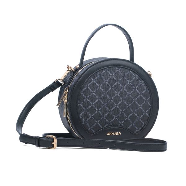 Handbag Puer Logo Round Crossbody Black