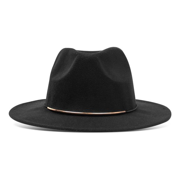 Hat Felt Panama with Round Band Trim Black