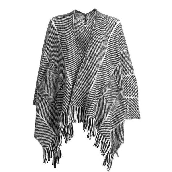 Scarf Knitted Sleeve Wrap with Pocket Black