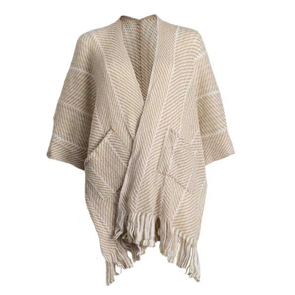 Scarf Knitted Sleeve Wrap with Pocket Moccha