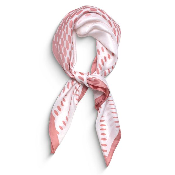 Scarf Dotted Print Small Neck Pink White