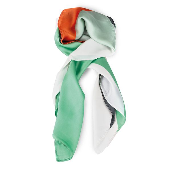 Scarf Swish Print Sml Satin Neck Green Orange