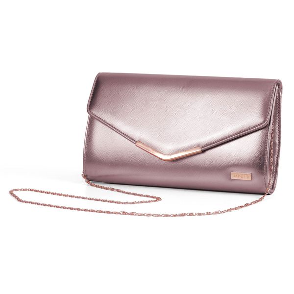 Handbag Cindy Metal Trim Evening Bag Rose Gold