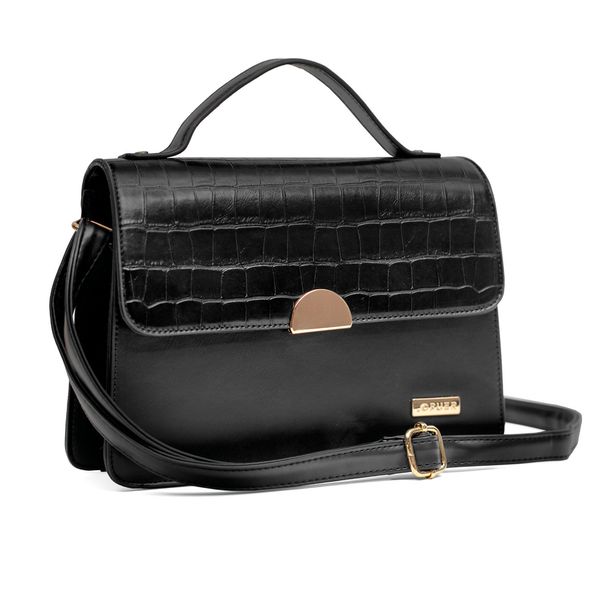 Handbag Julie Croc And Plain Crossbody Black