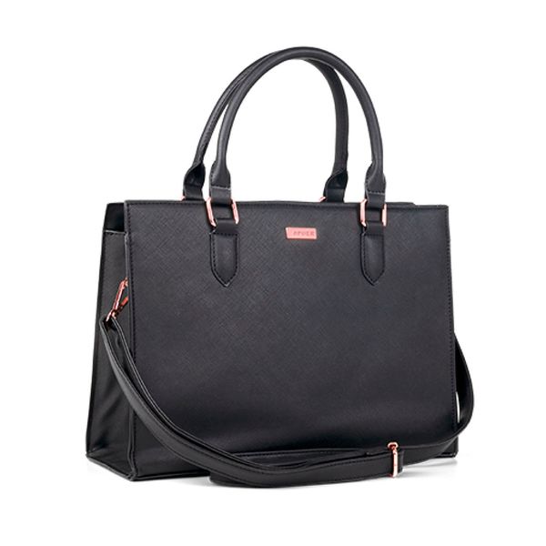 Handbag Sally Rose Gold Detail Satchel Black