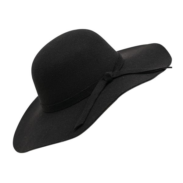 Hat Felt Widebrim with Knot Tie Black