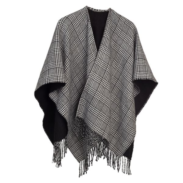 Scarf Houndstooth Wrap Black White