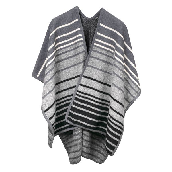 Scarf Stripe Wrap Black Grey