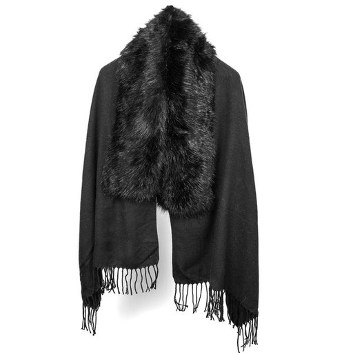 [7142] Scarf Fur Cape Black