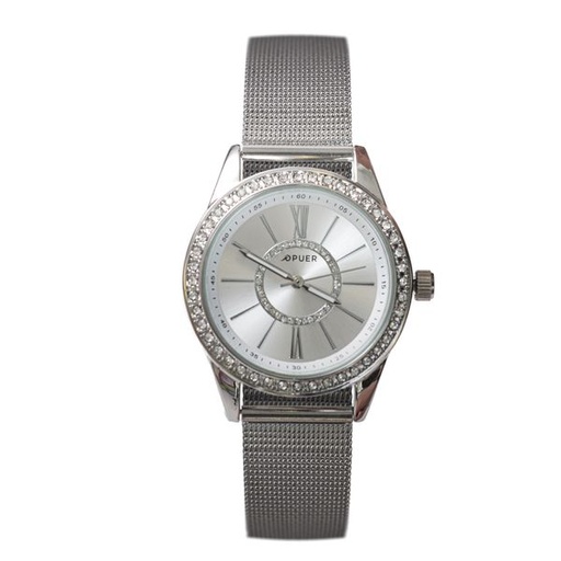 [5818] Watch Silver Diamante Mesh Strap
