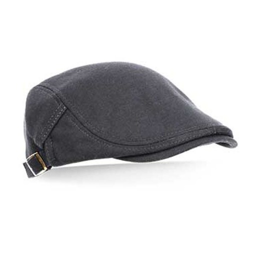 [16104] Hat Mens Flat Cap Charcoal