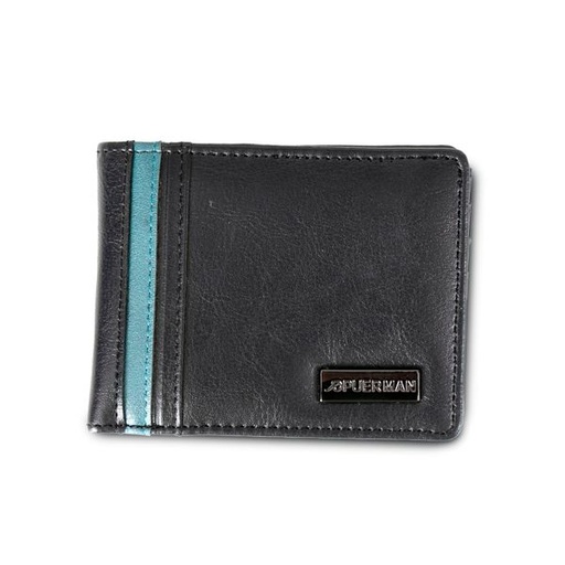 [11570] Mens Wallet Tristan PU Without Coin Pocket Black Teal