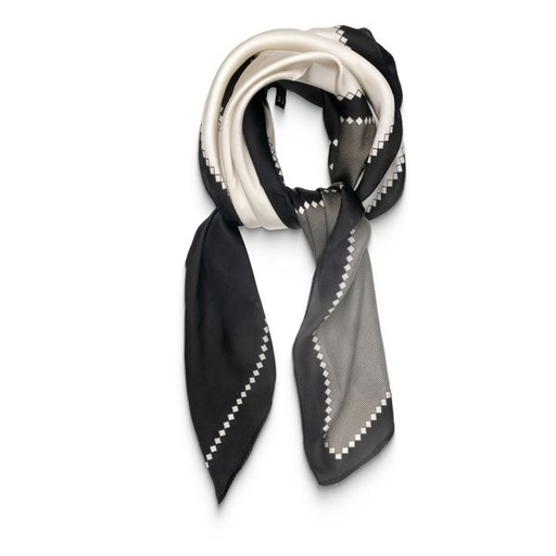[15229] Scarf Multi Shape Small Neck Black Cream