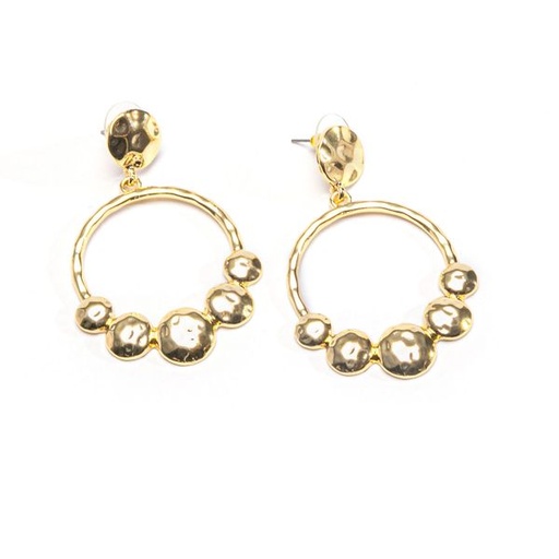 [5098] Earrings Molten Hoop Gold