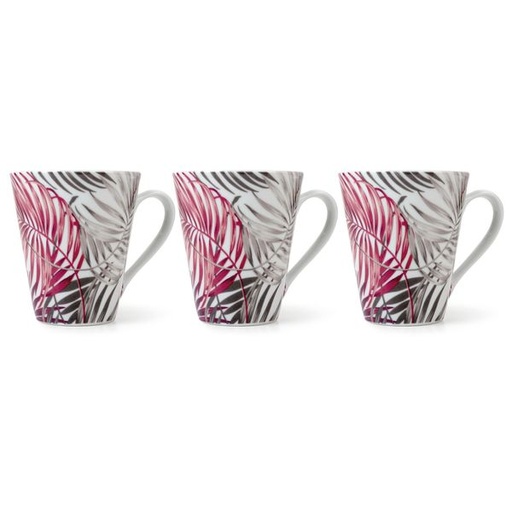 [7400] Cranberry Fern Mugs 3pc