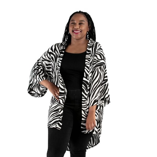 [8435] Kimono Zebra Print Black White