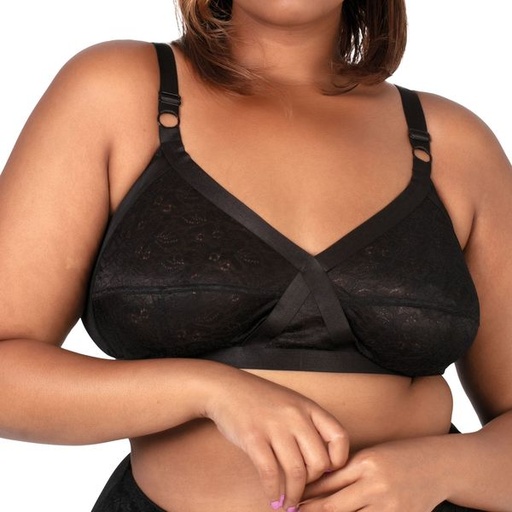 [2538] Bra Crossover Lace Black 42C