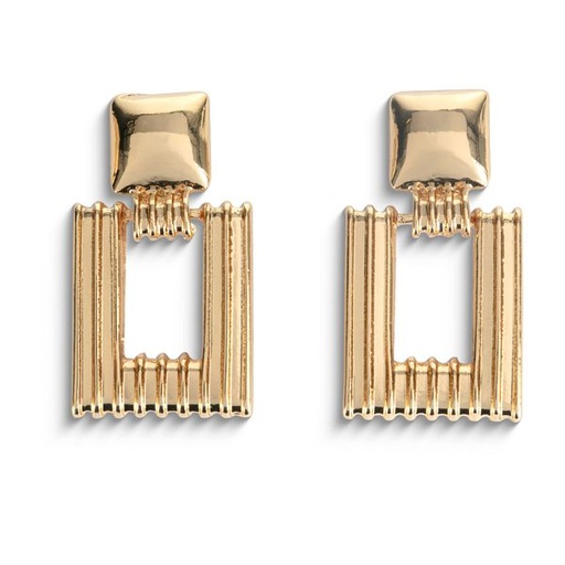 [13977] Earrings Square Drop Gold