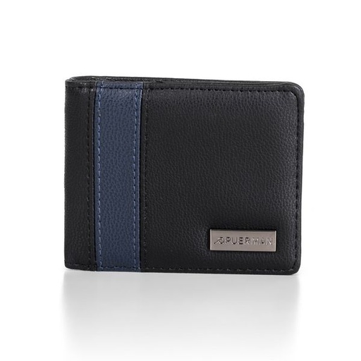 [7645] Mens Wallet Kent Bi-Fold (Coin Pocket) Black Blue
