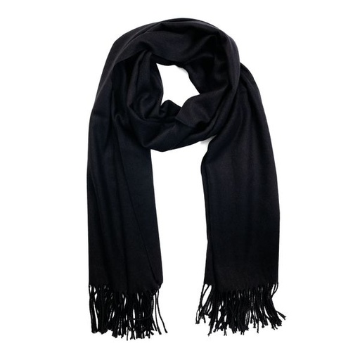 [11973] Scarf Pashmina with Tassels Black
