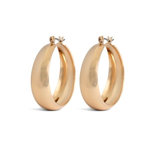 [11127] Earrings Med Thick Hoops Gold
