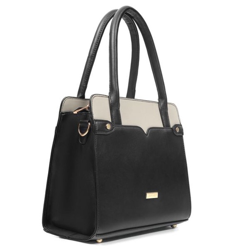[9682] Handbag Kirsten Satchel Black Cream