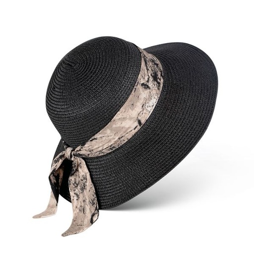[14184] Hat Knot Band Trim Cloche Black