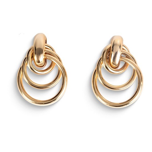 [13975] Earrings Hoop Layered Gold