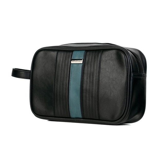 [11572] Mens Toiletry Bag Tristan PU Black Teal