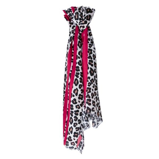 [5025] Scarf Leopard Print With Red Trim